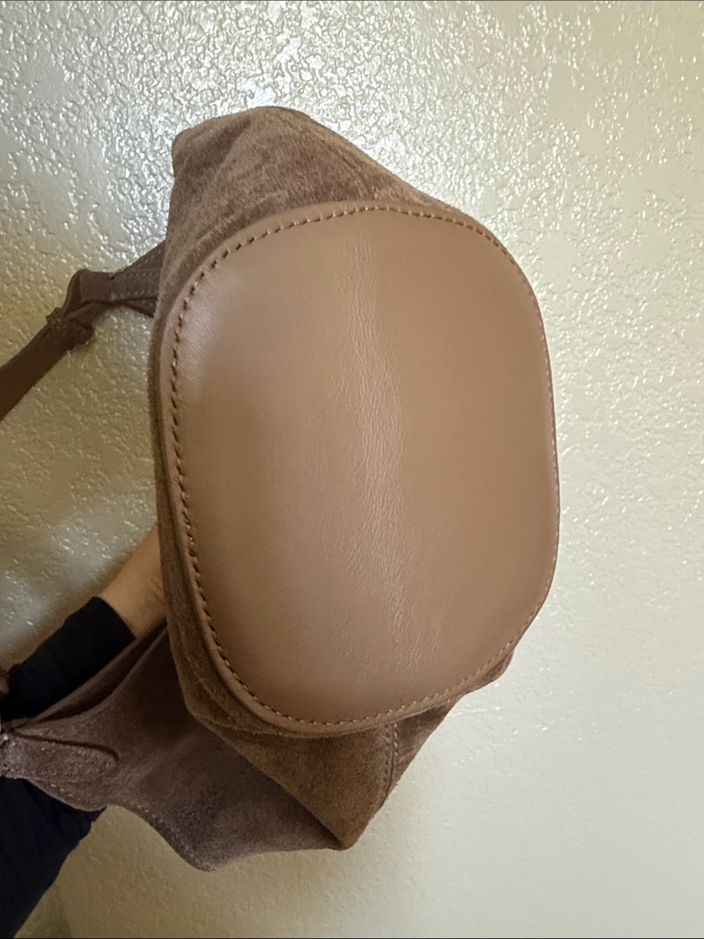 Suede Shoulder Hobo Bag in Dark Brown - Picture 3 of 13